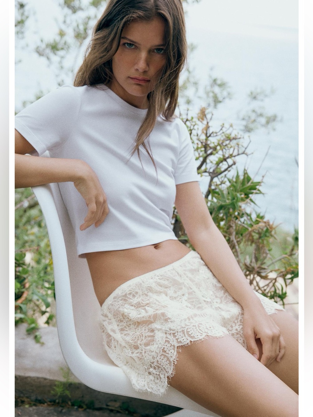 Lace Trim Sleep Shorts in Cream
